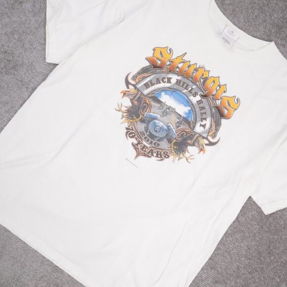 2010 Sturgis Bikercore Motorcycle Rally USA Large White Short Sleeve T-Shirt - Picture 6 of 9